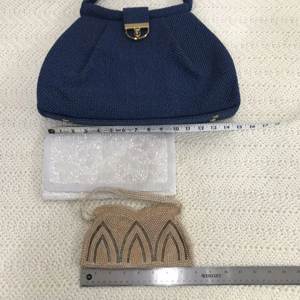 VTG Beaded Formal Ocassion handbag Beaded Clutch Kiss Lock Purse Lot